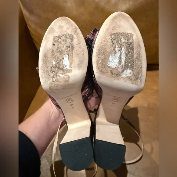 Loeffler Randall ✿ Natalia Pleated Knot Platform Heel Sandal ✿ Metal Floral 9.5